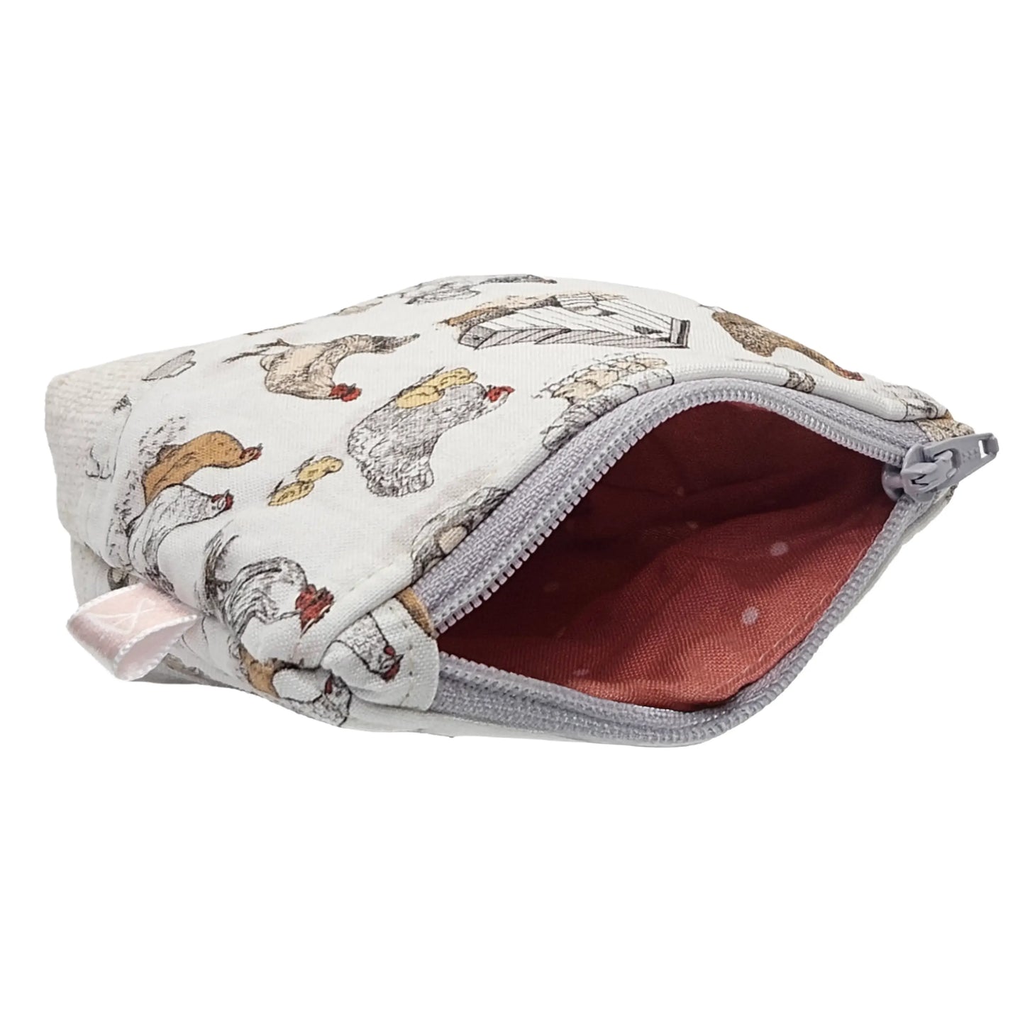 Chicken Poultry Coup Handmade Mini D-Ring Zipper Pouch