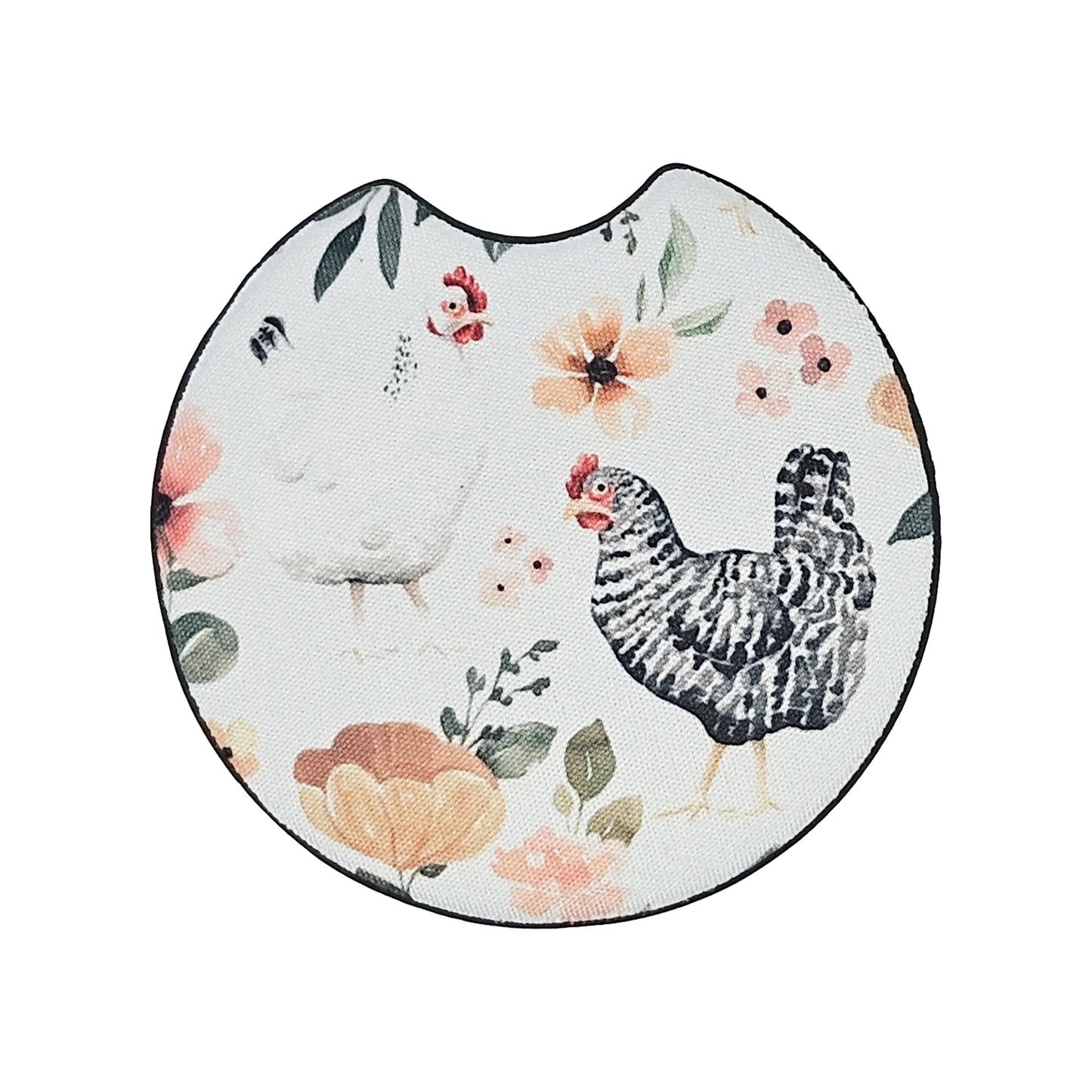 Chicken Poultry 2 Pack Neoprene Car Coaster Set