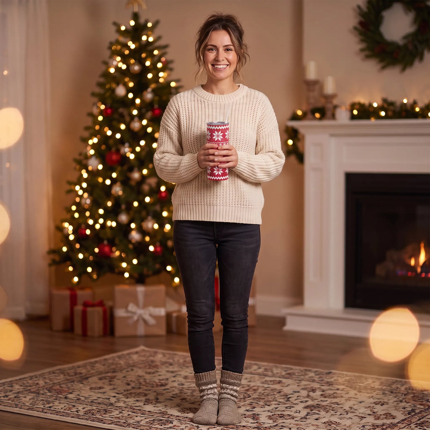 Red Christmas Sweater 20oz Skinny Tumbler