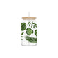 Tropical Monstera Palm Leaf 16oz Clear Glass Can Set