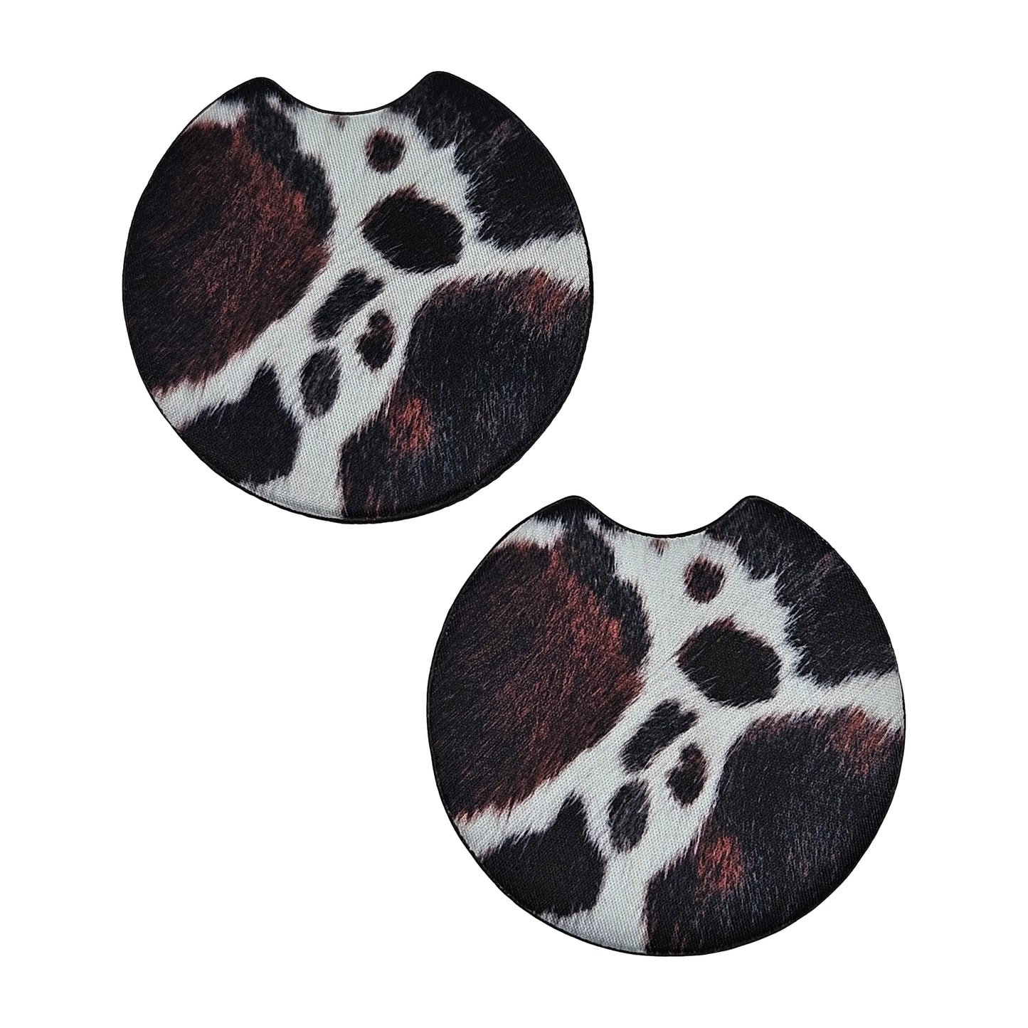 Western Cowhide Print 2 Pack Neoprene Car Coaster Set