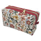 Cranberry Red Floral Accented Quilted Pattern Mini Zipper Box Pouch