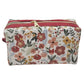 Cranberry Red Floral Accented Quilted Pattern Mini Zipper Box Pouch