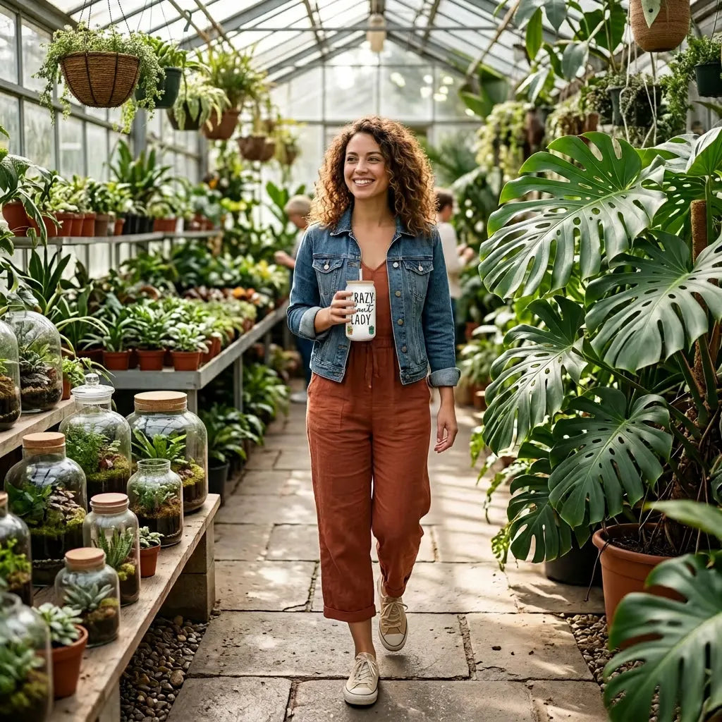 Crazy Plant Lady 16oz Frosted Glass Can Set