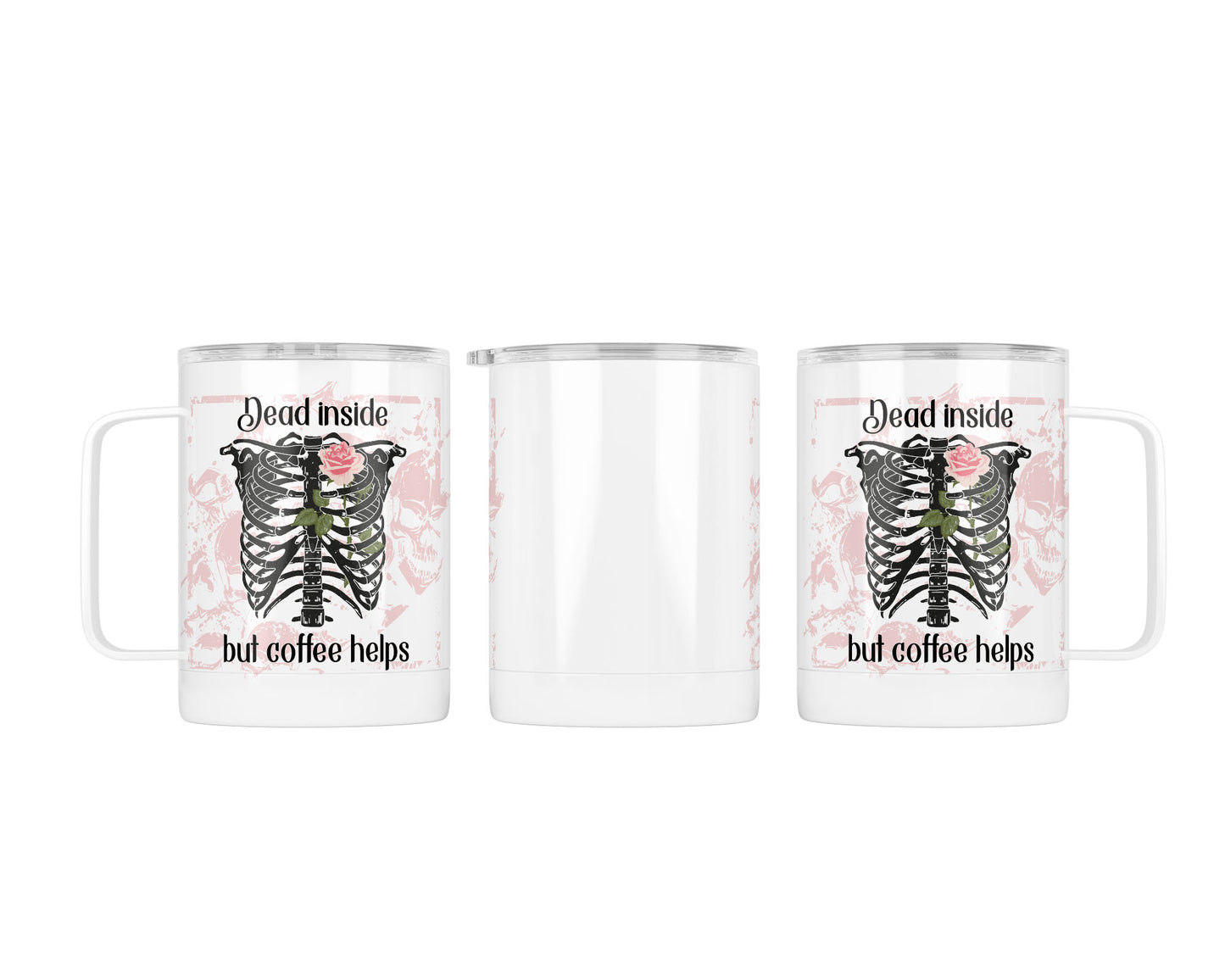 14 oz Dead Inside But Coffee Helps Sublimation Travel Coffee Mug