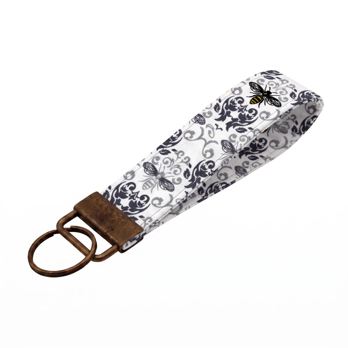 Damask Honeybee Keychain Wristlet