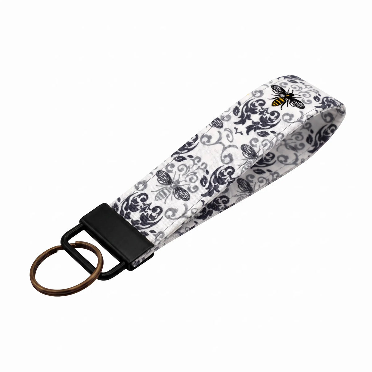 Damask Honeybee Keychain Wristlet