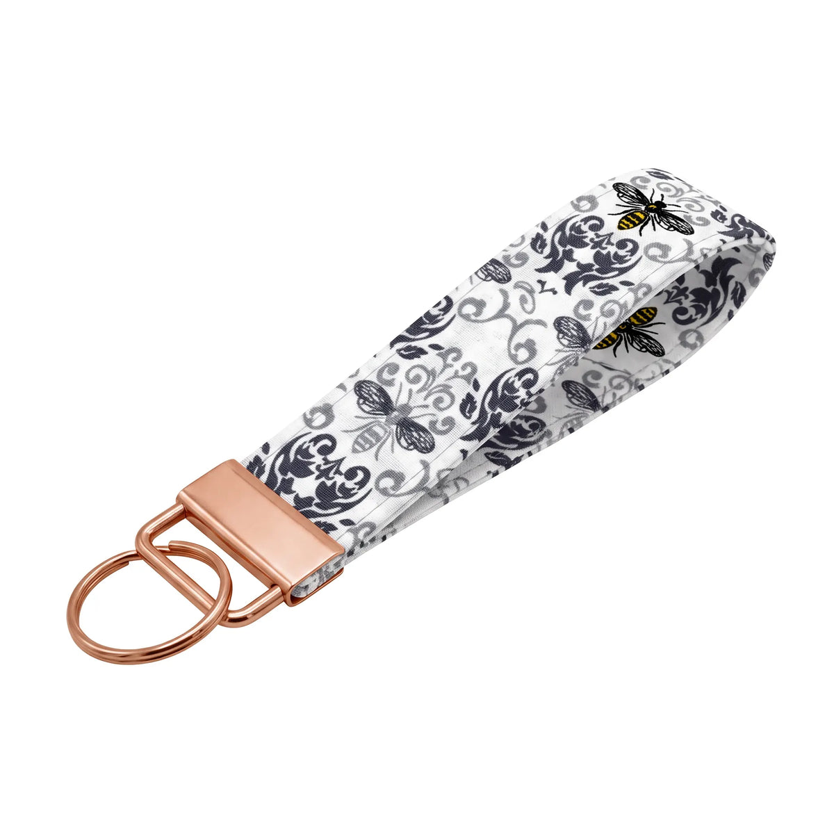 Damask Honeybee Keychain Wristlet