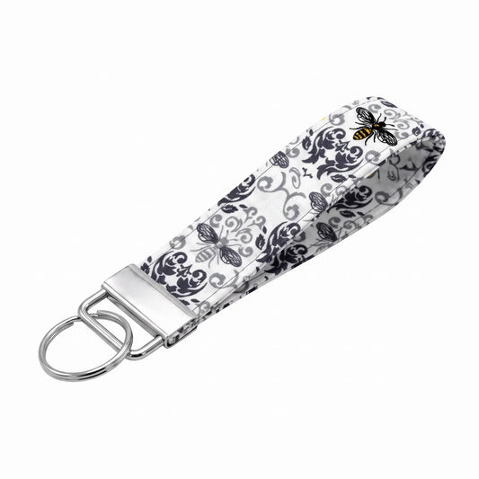 Damask Honeybee Keychain Wristlet