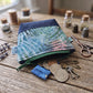 Dark Blue Tropical Palm Leaf Zipper Coin Pouch