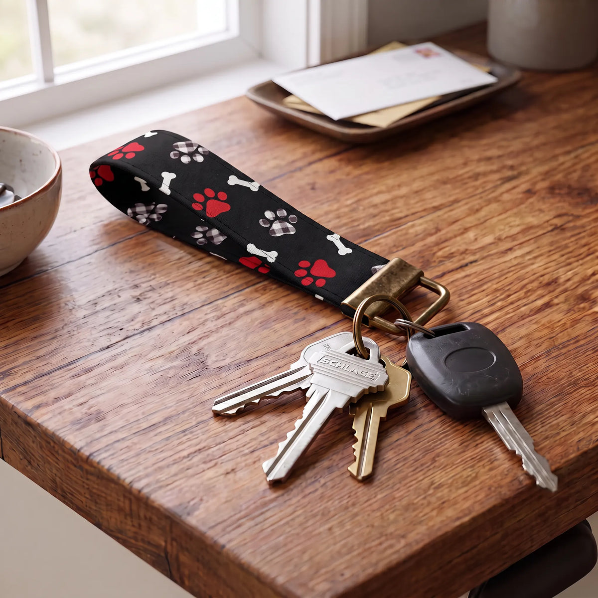 Dog Paw Print Keychain Wristlet
