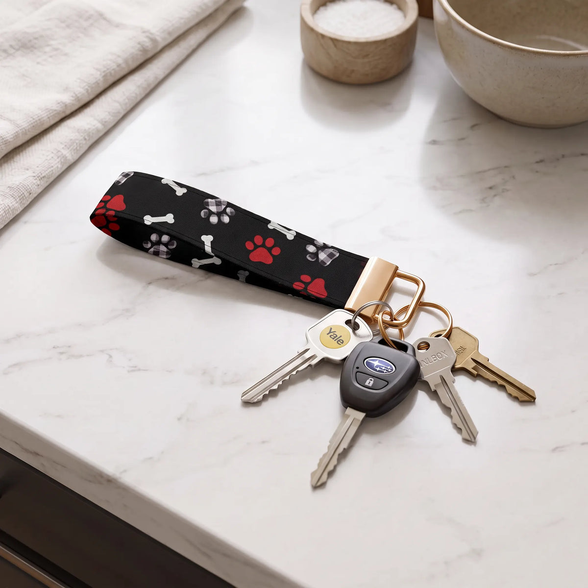Dog Paw Print Keychain Wristlet