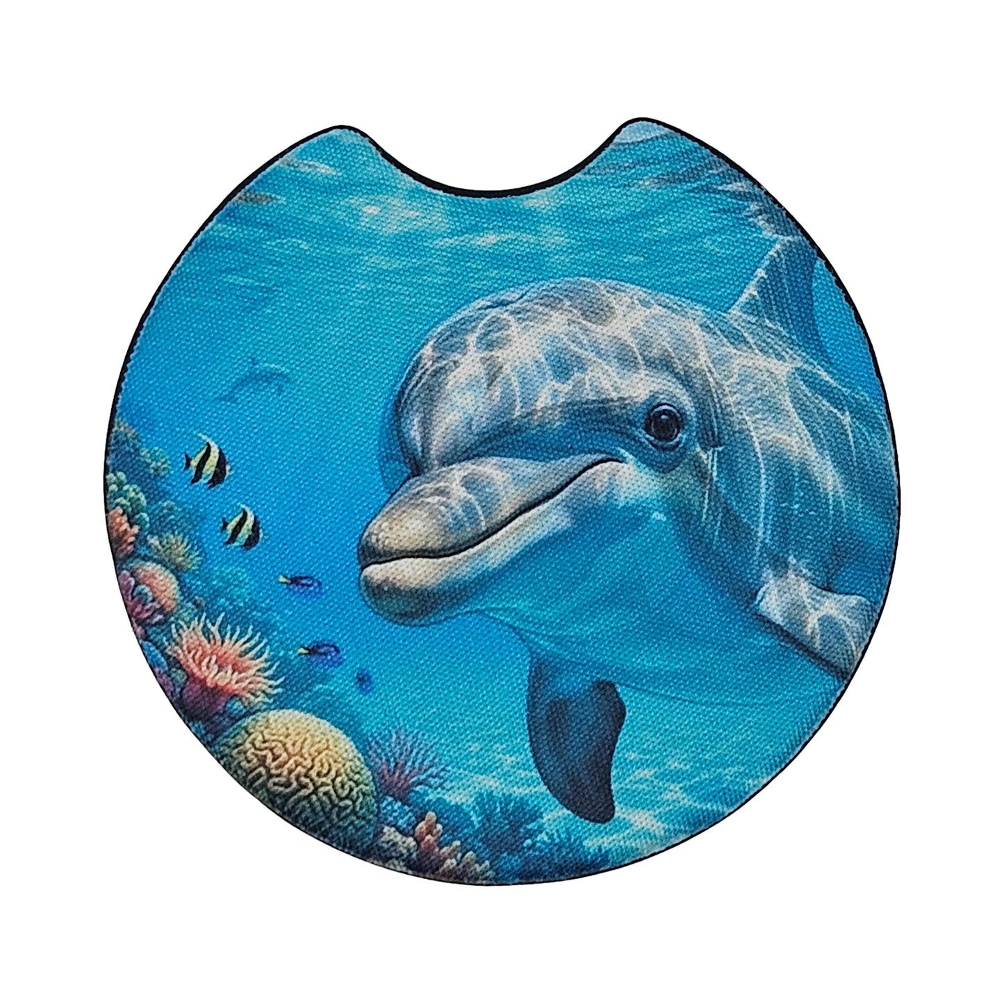 Underwater Dolphin 2 Pack Neoprene Car Coaster Set