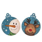 Two Piece Reindeer and Snowman Handpainted Wooden Christmas Ornament Set