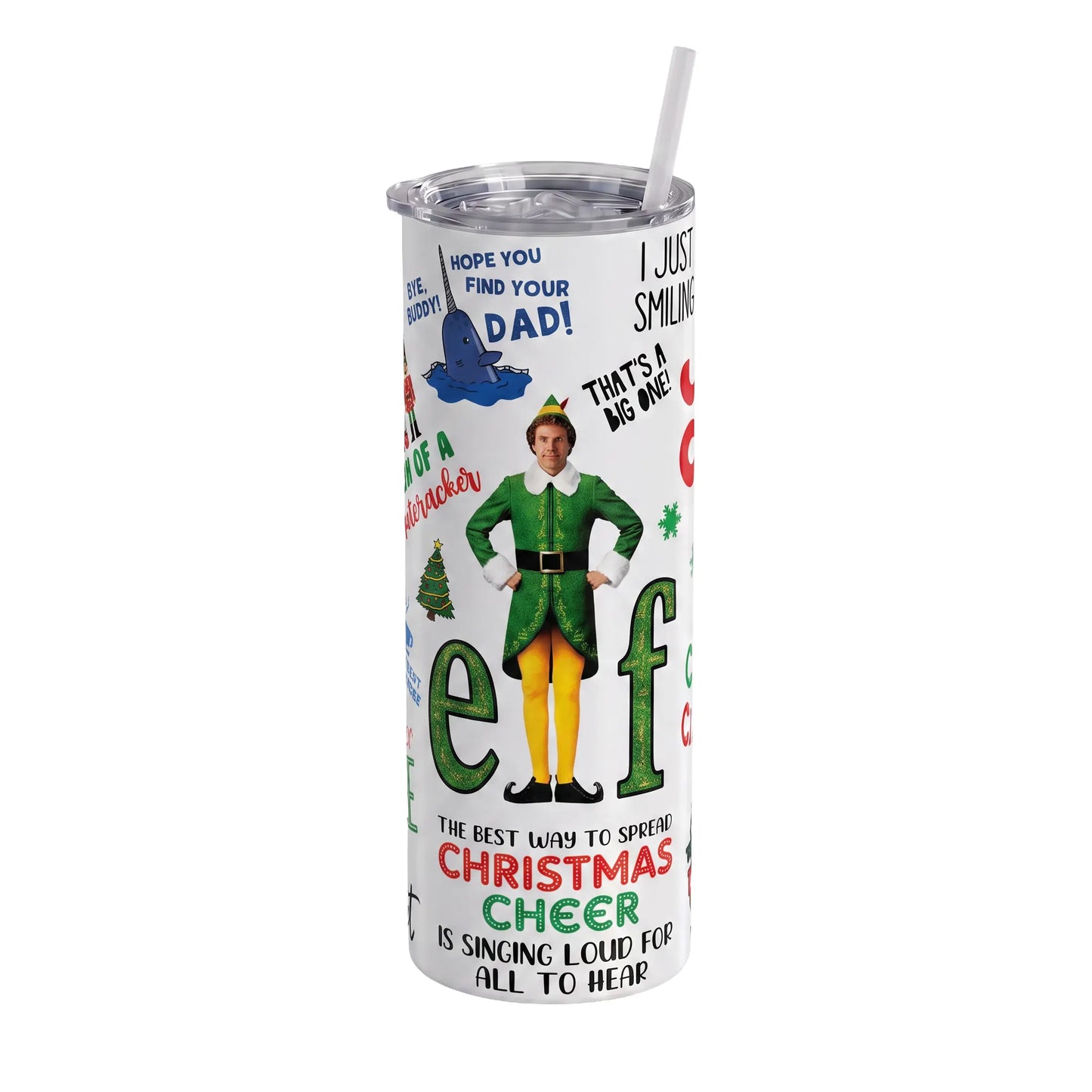 Holographic Elf Christmas Cheer 20oz Skinny Tumbler