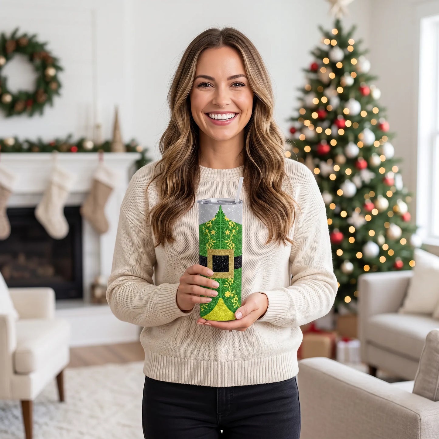 Christmas Elf Coat 20oz Skinny Tumbler