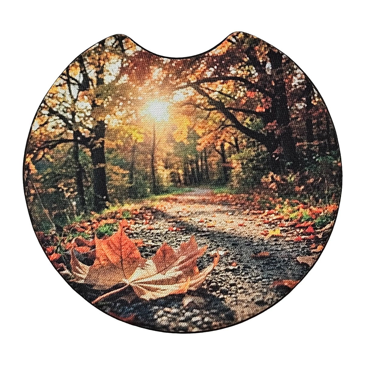 Autumn Forest Path 2-Pack Neoprene Car Coaster Set