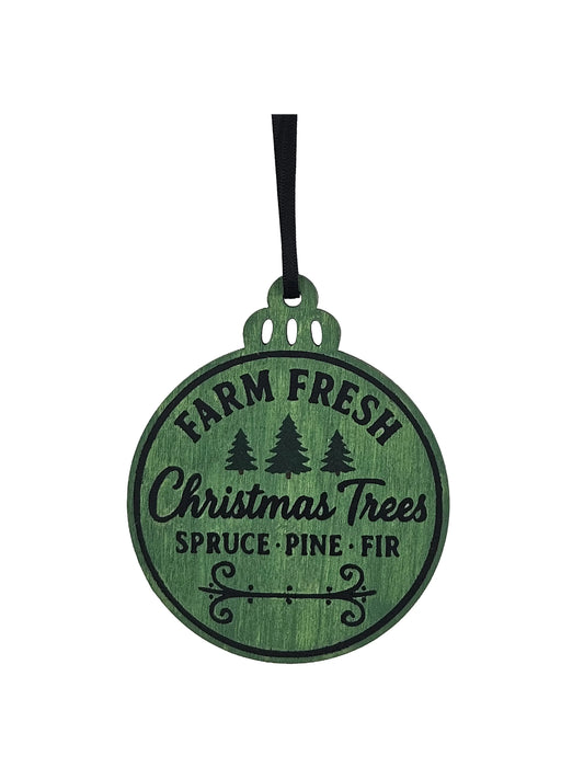 Evergreen Fresh Farm Christmas Trees Handpainted Wooden Christmas Ornament