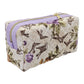 Purple Floral Finch Birds Quilted Pattern Mini Zipper Box Pouch