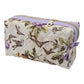 Purple Floral Finch Birds Quilted Pattern Mini Zipper Box Pouch