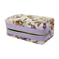 Purple Floral Finch Birds Quilted Pattern Mini Zipper Box Pouch