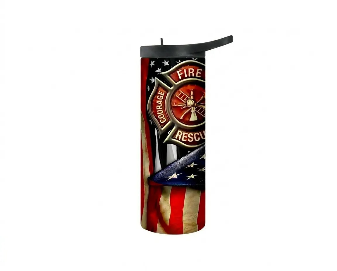 Firefighter Maltese Cross American Flag Sublimation Tumbler