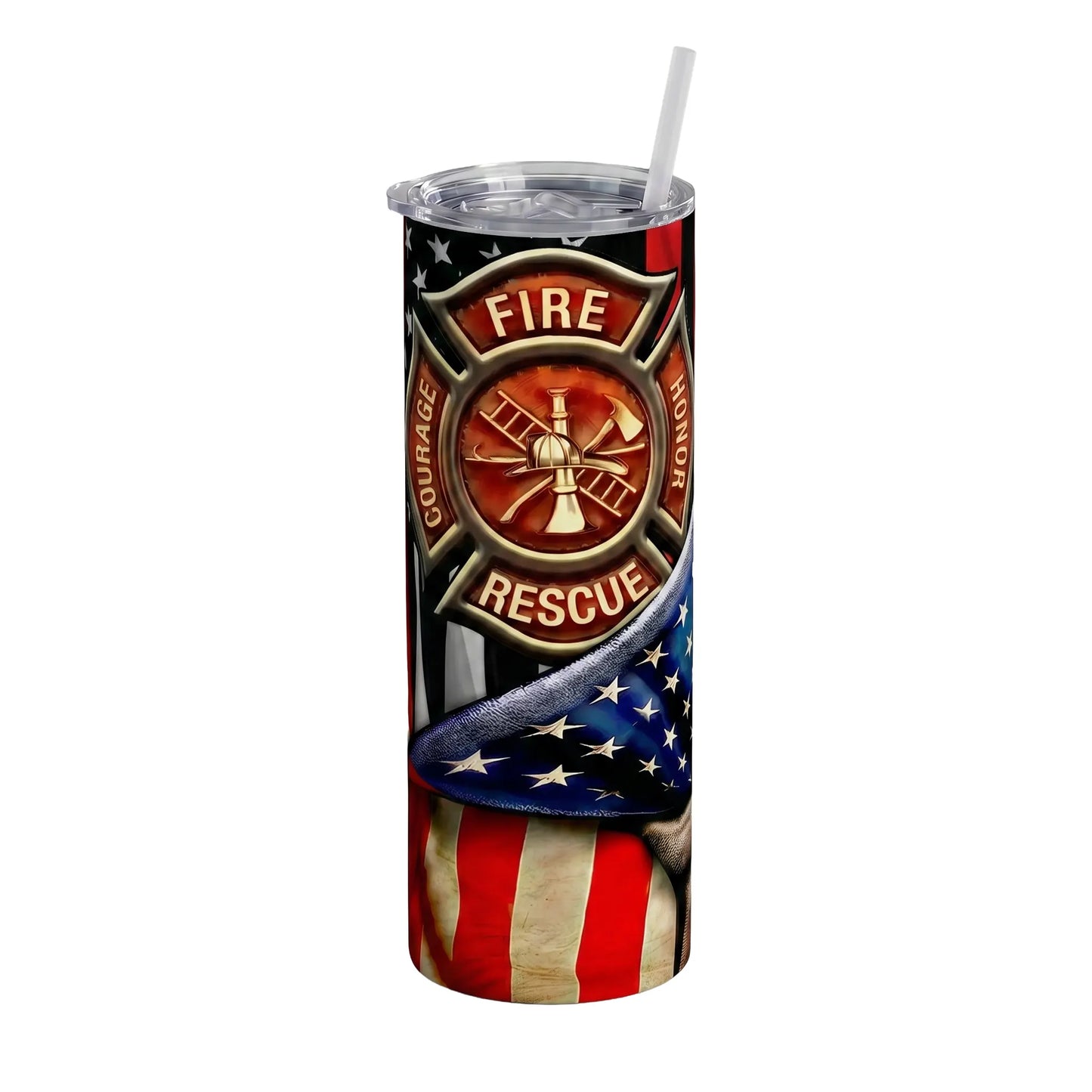 Firefighter Maltese Cross American Flag Sublimation Tumbler