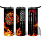 Firefighter Maltese Cross Distressed American Flag Axe Sublimation Tumbler