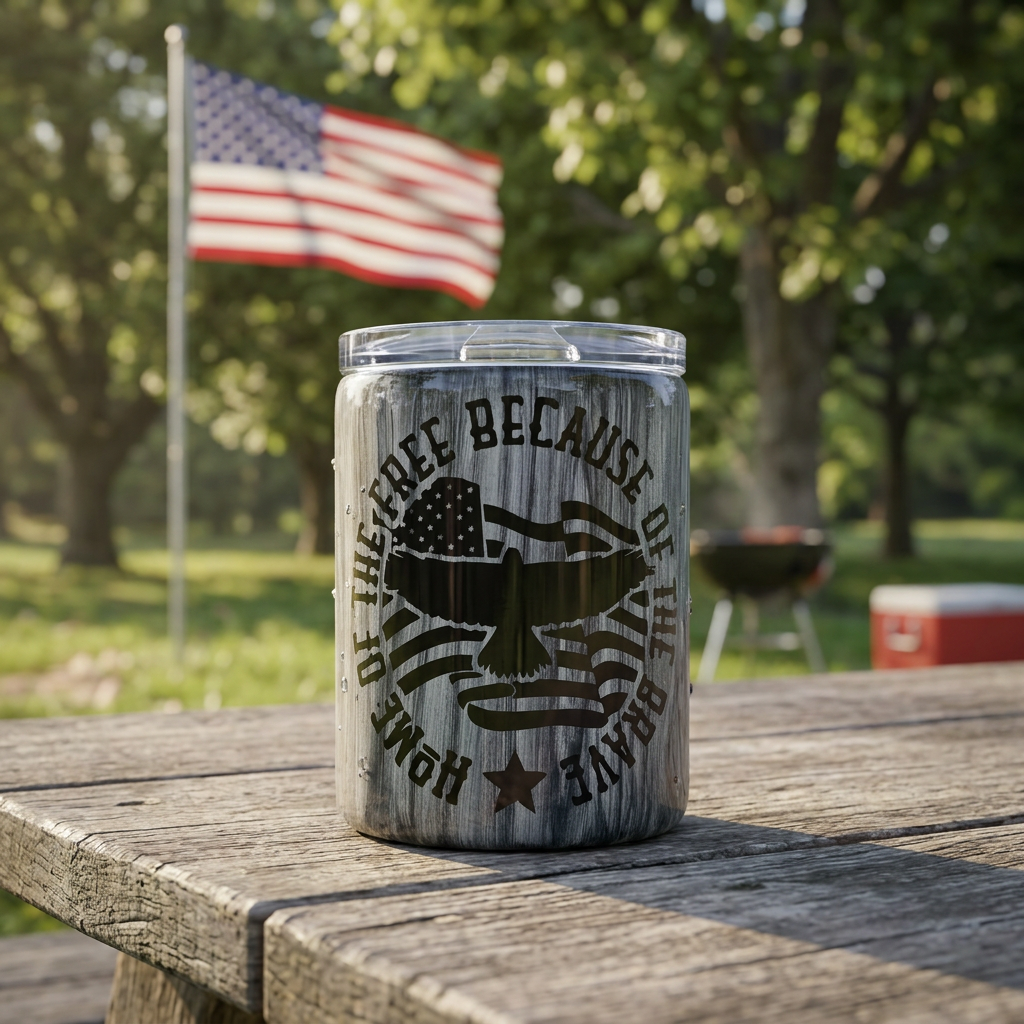 17 oz Home of the Free Because of the Brave Epoxy Tumbler
