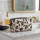Light Pink Gold Leopard Pattern Black Accented Quilted Pattern Mini Zipper Box Pouch