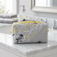 Grey Branch Sparrow Bird Pattern Yellow Accented Quilted Pattern Mini Zipper Box Pouch