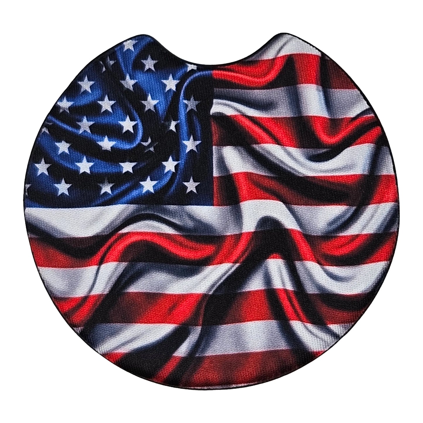 Wavy American Flag 2 Pack Neoprene Car Coaster Set