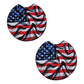 Wavy American Flag 2 Pack Neoprene Car Coaster Set