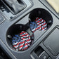 Wavy American Flag 2 Pack Neoprene Car Coaster Set