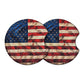 Rustic American Flag 2 Pack Neoprene Car Coaster Set