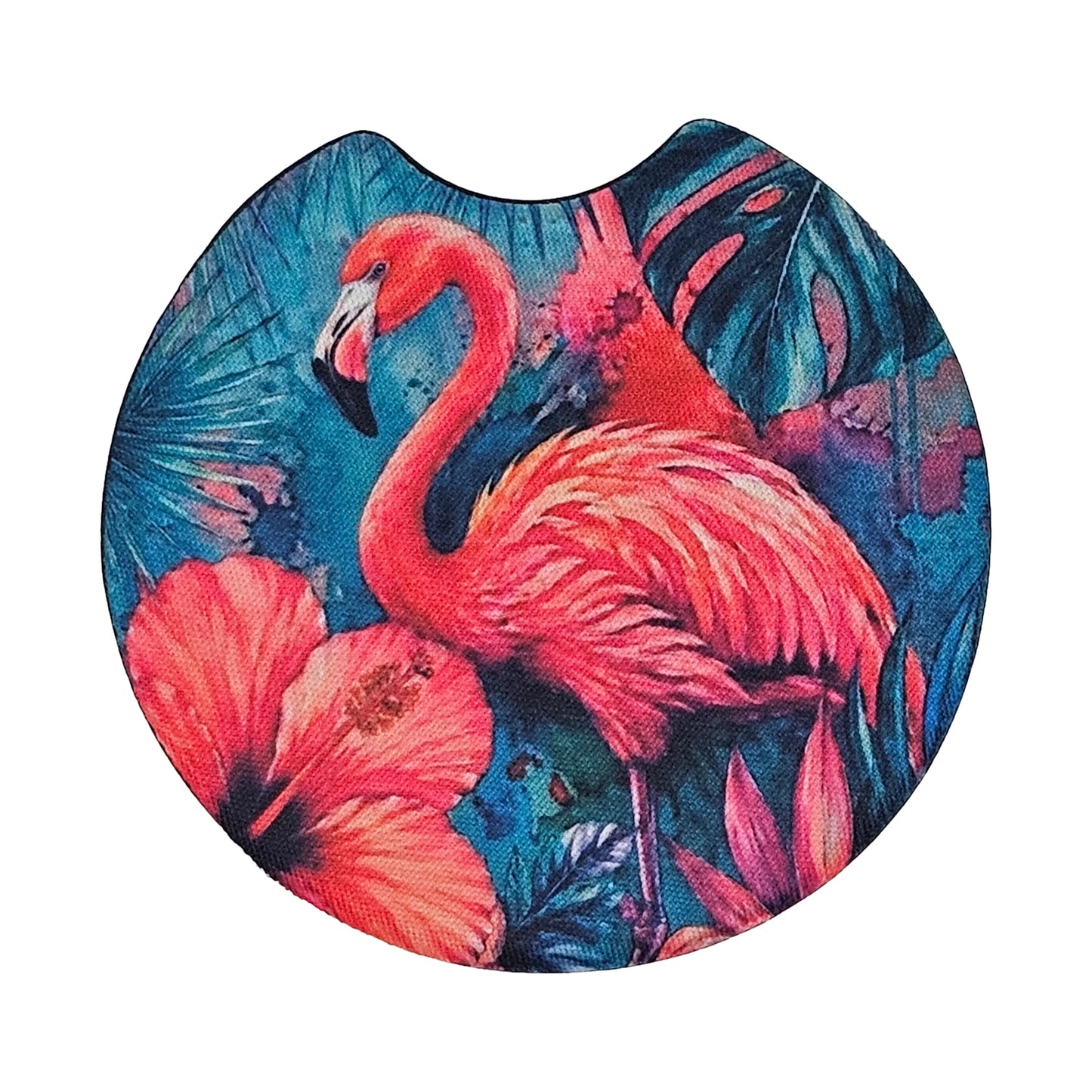 Pink Flamingo Tropical 2 Pack Neoprene Car Coaster Set