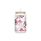 Tropical Pink Flamingo 16oz Frosted Glass Can Set