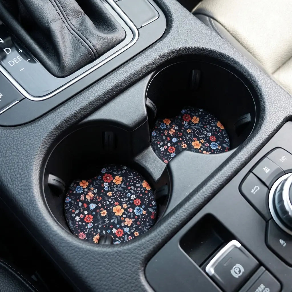 Botanical Floral Explosion 2 Pack Neoprene Car Coaster Set