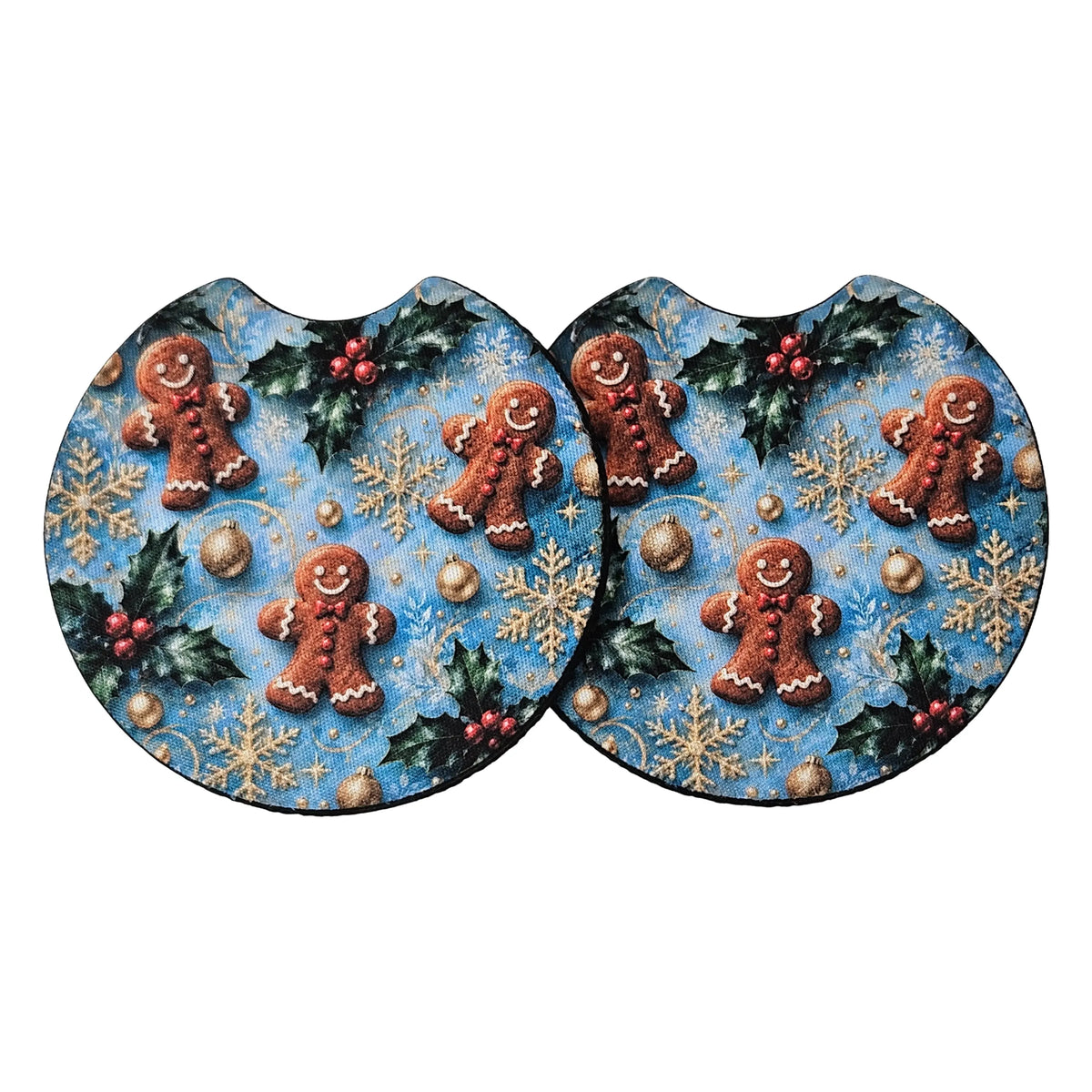 Gingerbread Man 2-Pack Neoprene Car Coaster Set