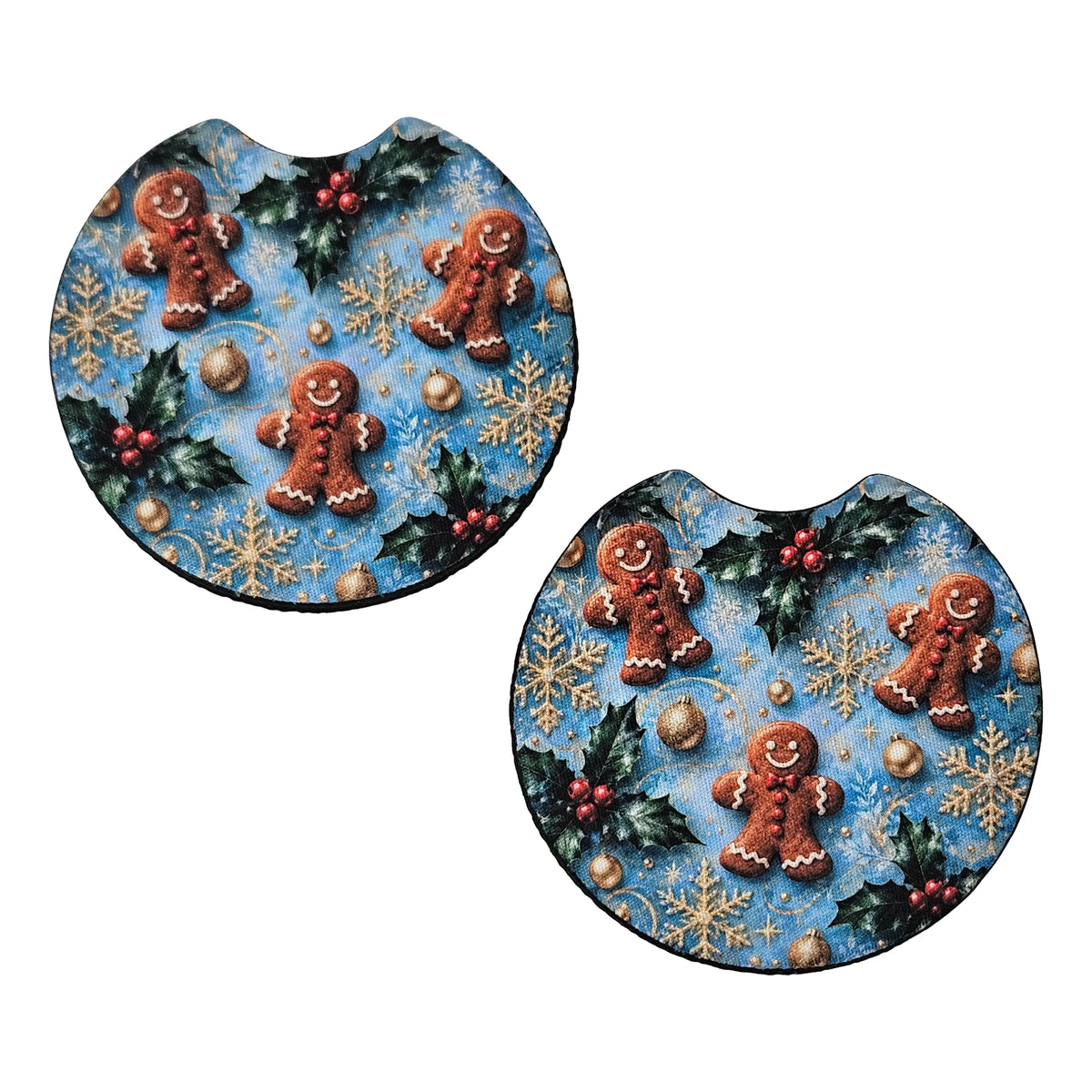 Gingerbread Man 2-Pack Neoprene Car Coaster Set