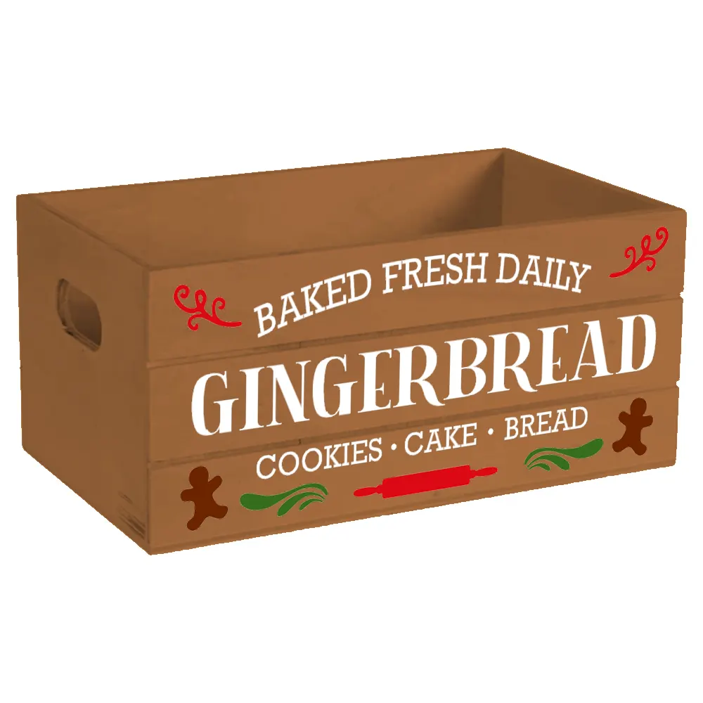 Baked Fresh Daily Gingerbread Holiday Wood Mini Crate