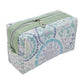 Glacier Geometric Wheel Print Pastel Green Accented Quilted Pattern Mini Zipper Box Pouch