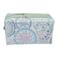Glacier Geometric Wheel Print Pastel Green Accented Quilted Pattern Mini Zipper Box Pouch