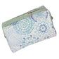 Glacier Geometric Wheel Print Pastel Green Accented Quilted Pattern Mini Zipper Box Pouch