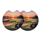 Golf Course Sunset 2 Pack Neoprene Car Coaster Set