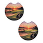 Golf Course Sunset 2 Pack Neoprene Car Coaster Set