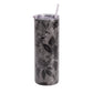 Silver Glitter Dark Floral 25oz Skinny Tumbler
