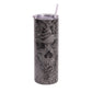 Silver Glitter Goth Skull 25oz Skinny Tumbler