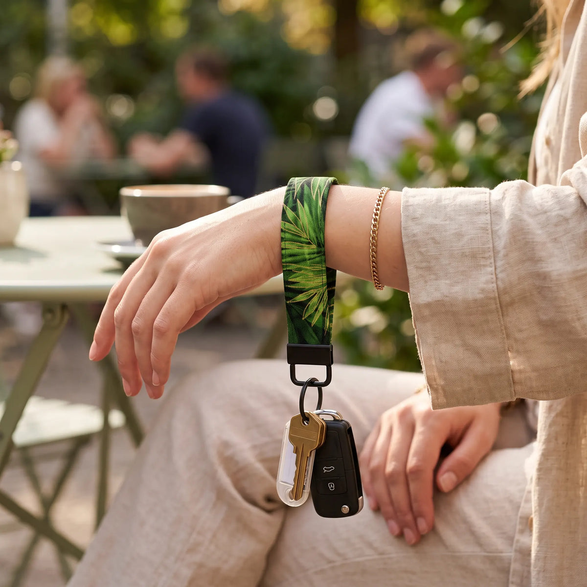 Tropical Palm Leaf Keychain Wristlet