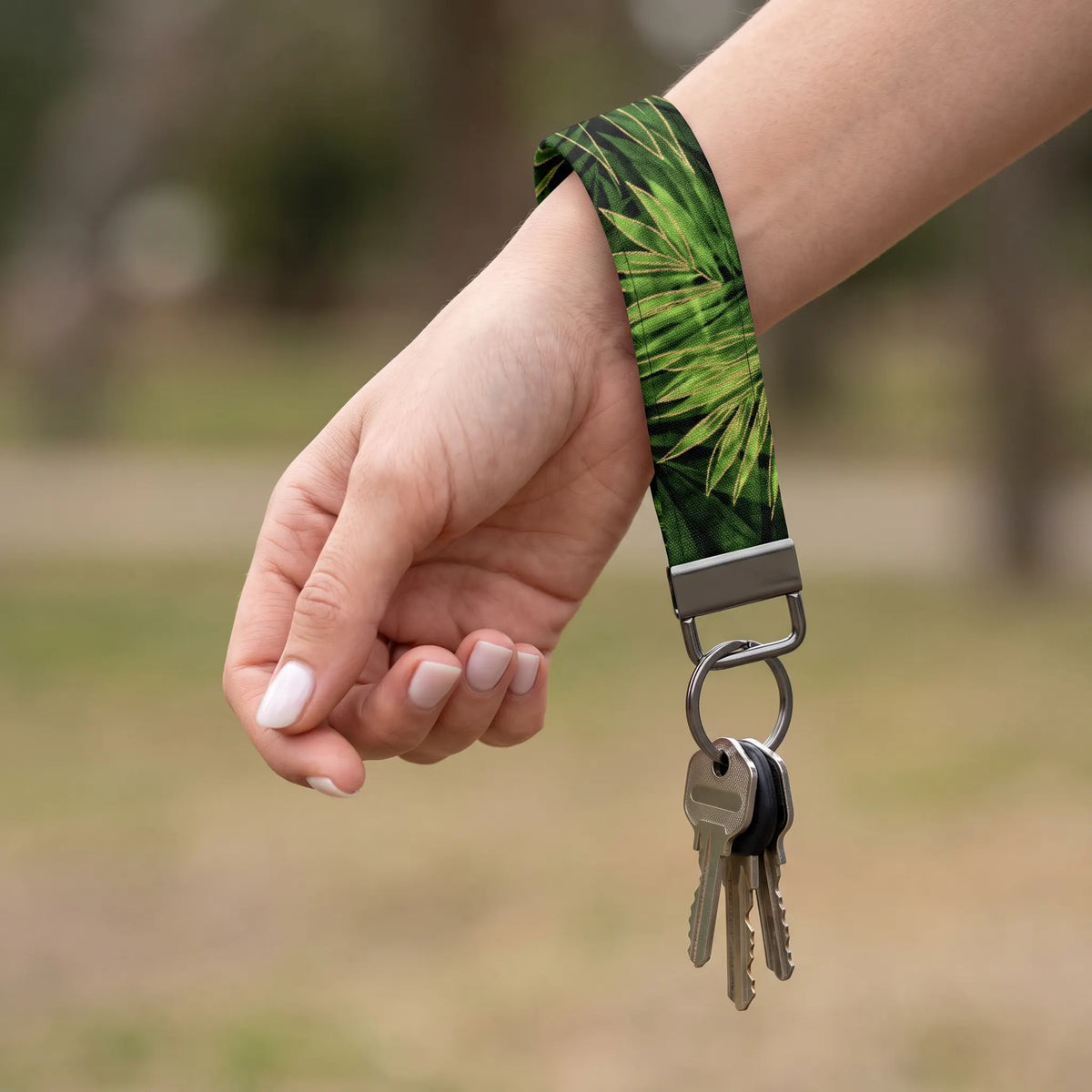 Tropical Palm Leaf Keychain Wristlet
